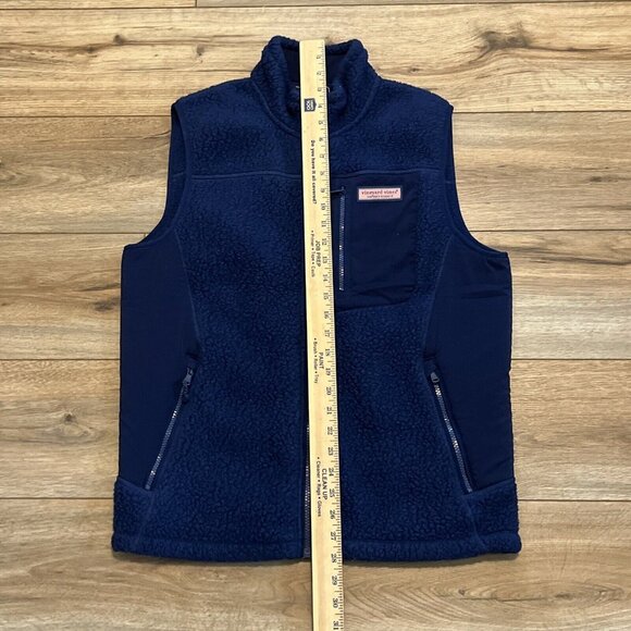 Men's Vineyard Vines Sherpa Fleece Vest SZ Small Blue Pockets Full Zip - Picture 5 of 10